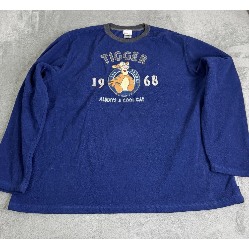 Vintage 90s Disney Tigger Fleece Sweatshirt Men's Size Large Blue
